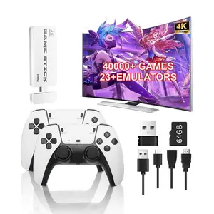 Wireless Retro Game Console, Wireless Game Stick, over 20,000 Games, 23 Emulators, 64GB, Dual 2.4GHz Wireless Controllers, Plug-And-Play TV Video Gaming