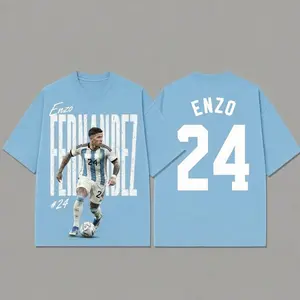 Ver 2 Enzo Fernández 24 Unisex Oversized Cotton T-Shirt, Sunday Soccer Outfit, Soccer Kit , Soccer Graphic Tee, Vintage Football Tee, 2026 Soccer Fan Shirt, National Soccer Fan Tee, Soccer Legend Shirt
