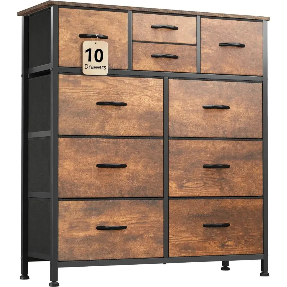 10-Drawer Fabric Storage Dresser for Bedroom, Living Room, Hallway, and Closets - Stylish & Functional