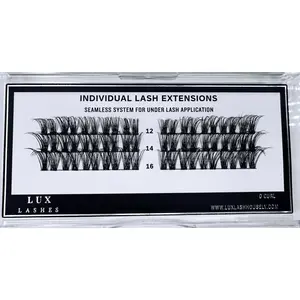 LUX Eyelashes No Filter 12 14 16mm Seamless System for Under Lash Application Mixed Cluster Lengths Pre Cut for Effortless Application