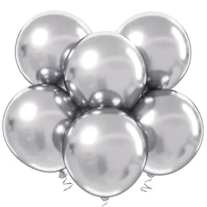 35pcs 18 Metallic Silver Balloons  Large, Thick Chrome Silver Latex for Birthday, Baby Shower, Wedding & Graduation