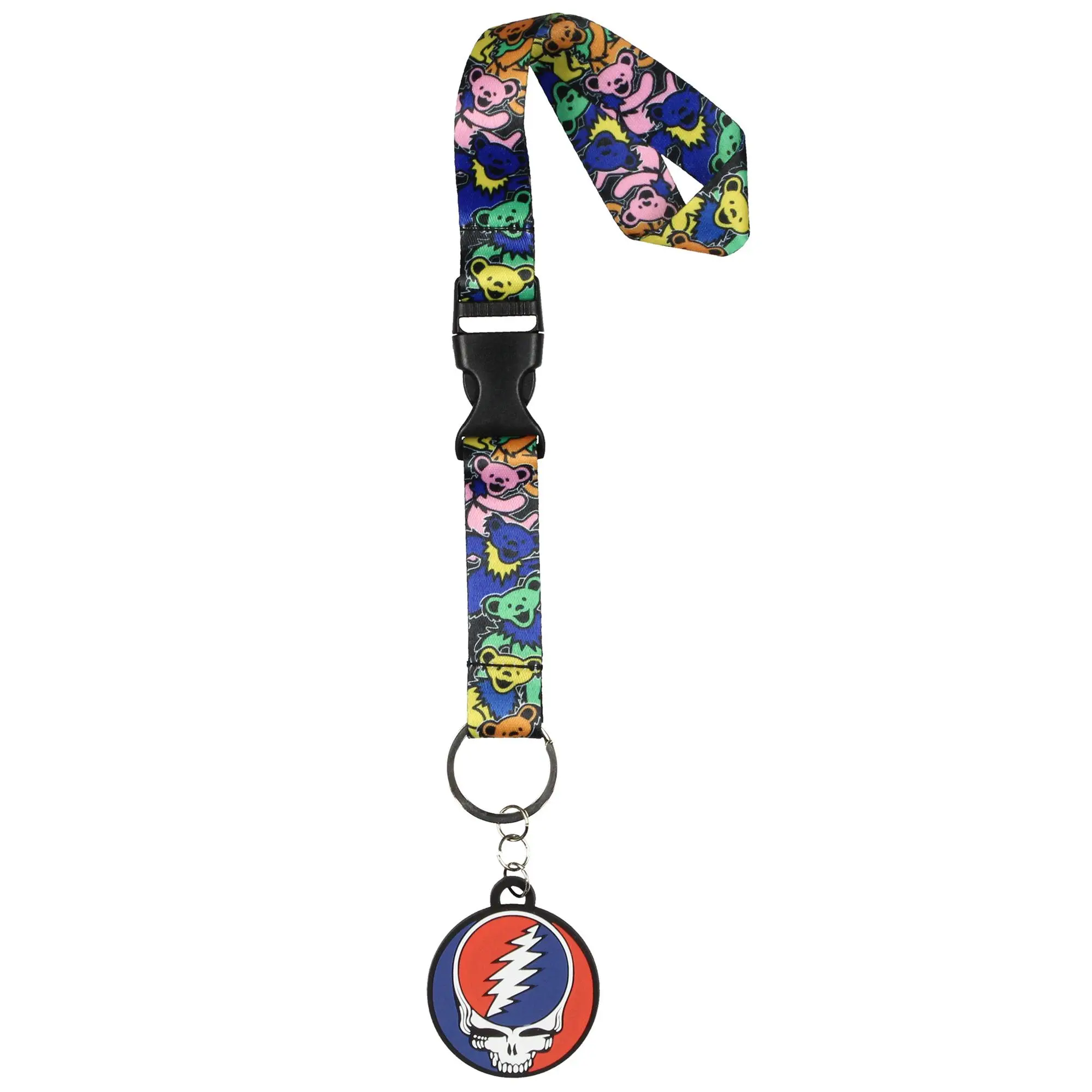 Grateful Dead Dancing Bears Nylon Fabric Wrist Strap Lanyard - Casual, Everyday Key Chain Pendant Holder for Keys, Wallet - Animal-Themed Office Identification Badge Accessory, Keychain Wristlet Strap