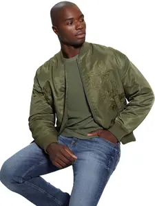 GUESS Male Ace Satin Hawk Flight Jacket