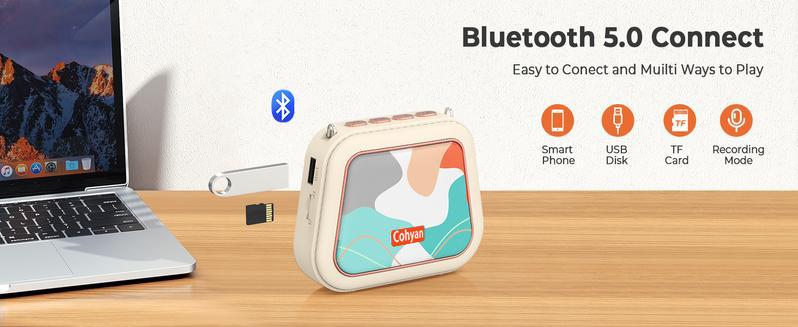 【COHYAN K20】 Voice Amplifier for Teacher,PortableBluetooth Wired Voice Amplifier with MicrophoneHeadset and Speaker, Mini Voice Amplifier forClassroom,Speech,Training,Tour Guide,Mini BagDesign