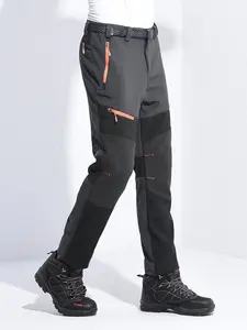 Men's Fleece Lined Softshell Pants, Windproof Water-Resistant, Multiple Zipper Pockets, Casual Winter Work Hiking Fishing Outdoor Wear, Casual Slant Pocket