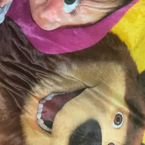 3D Masha And Bear Blanket Cute Cartoon Print Soft Flannel Plush Kids Throw For Bedroom Nursery Decor Gift