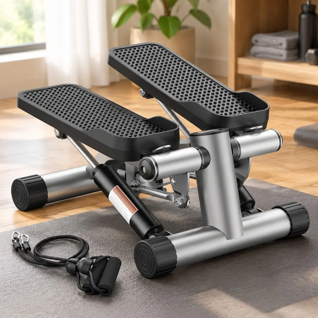 Stair Stepper with Twist Action and Resistance Bands for Full Body Home Workout, Heavy Duty 350lbs+ Capacity