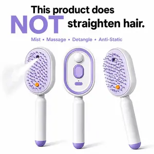 【Not straightened】Electric Spray Air Cushion Massage Comb, Self-Cleaning Anti-Tangle Hair Brush, Anti-Static Volumizing Scalp Massage Brush for Dry Frizzy Hair Care, No Essential Oil Included