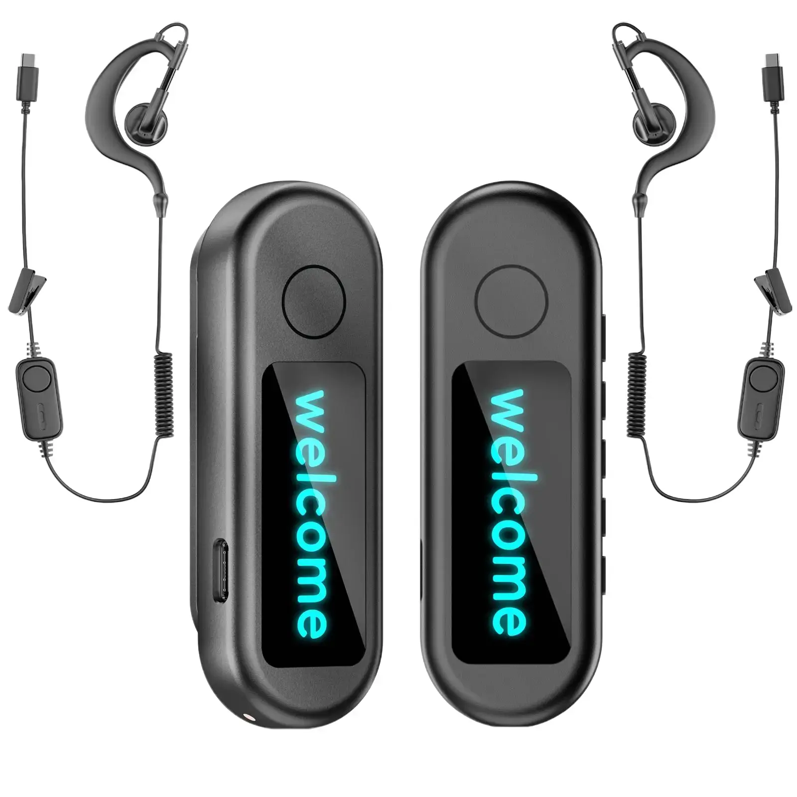 Super Compact Mini Walkie Talkies, 2-Way Radios with LED Screen, Earpiece, HD Audio, Clear Sound, Long-Lasting Battery, Customizable for Restaurants, Outdoor Camping