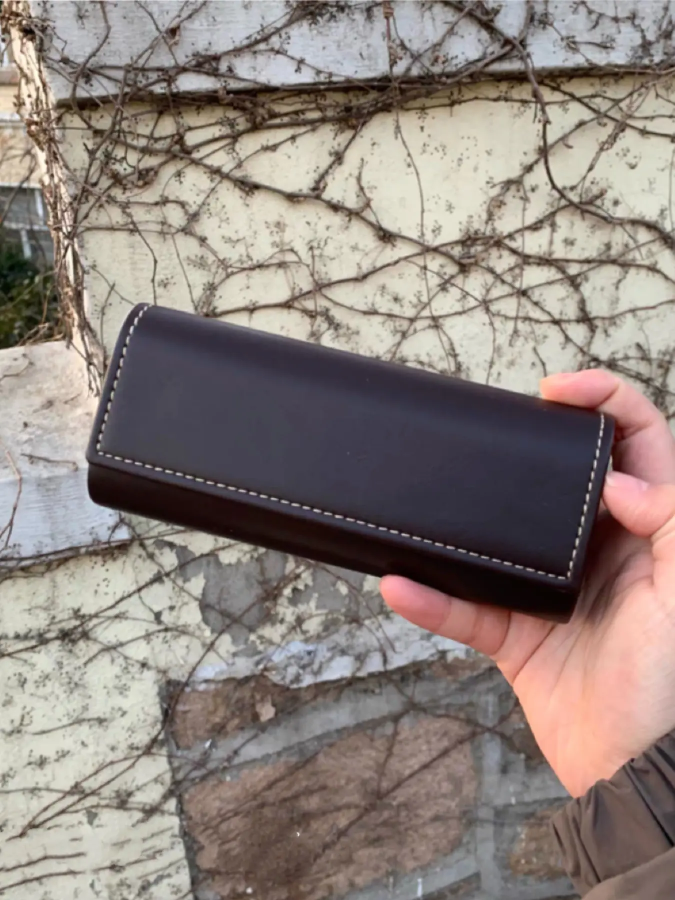 Vintage Coffee Color Eyeglass Case, Portable Lightweight Durable Storage, Unisex Faux Leather, Ideal Travel Choice, Simple Design, Eyeglasses Holder