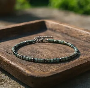 Natural Turquoise Hematite Bracelet Minimalist Men Jewelry Healing Energy Gifts
