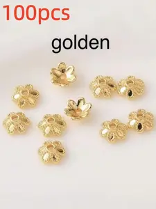 100pcs Silver Alloy Flower Pendants Bulk, Hollow Petal DIY Bracelet Jewelry Making Supplies, All Seasons Craft Materials