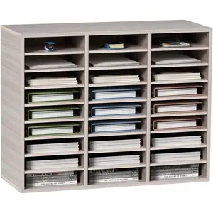VEVOR 27 Compartments Wood Literature Organizer, Adjustable Shelves, Medium Density Fiberboard Mail Center, Office Home School Storage for Files, Documents, Papers, Magazines, BurlywoodVEVOR Super Brand Day
