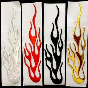 2PCS Universal Car Motorcycle Vehicle 3D Flame Fire Reflective Sticker Reflective Vinyl Decal Cruiser Chopper Cafe Racer Old School Car Accessories