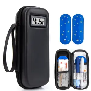 Insulin Cooler Travel Case with Temperature Display - Refrigerated Medicine Cooling Bag with 2 TSA Approved Ice Pack, Medication Pen Diabetic Supplies Organizer for Trip and Daily