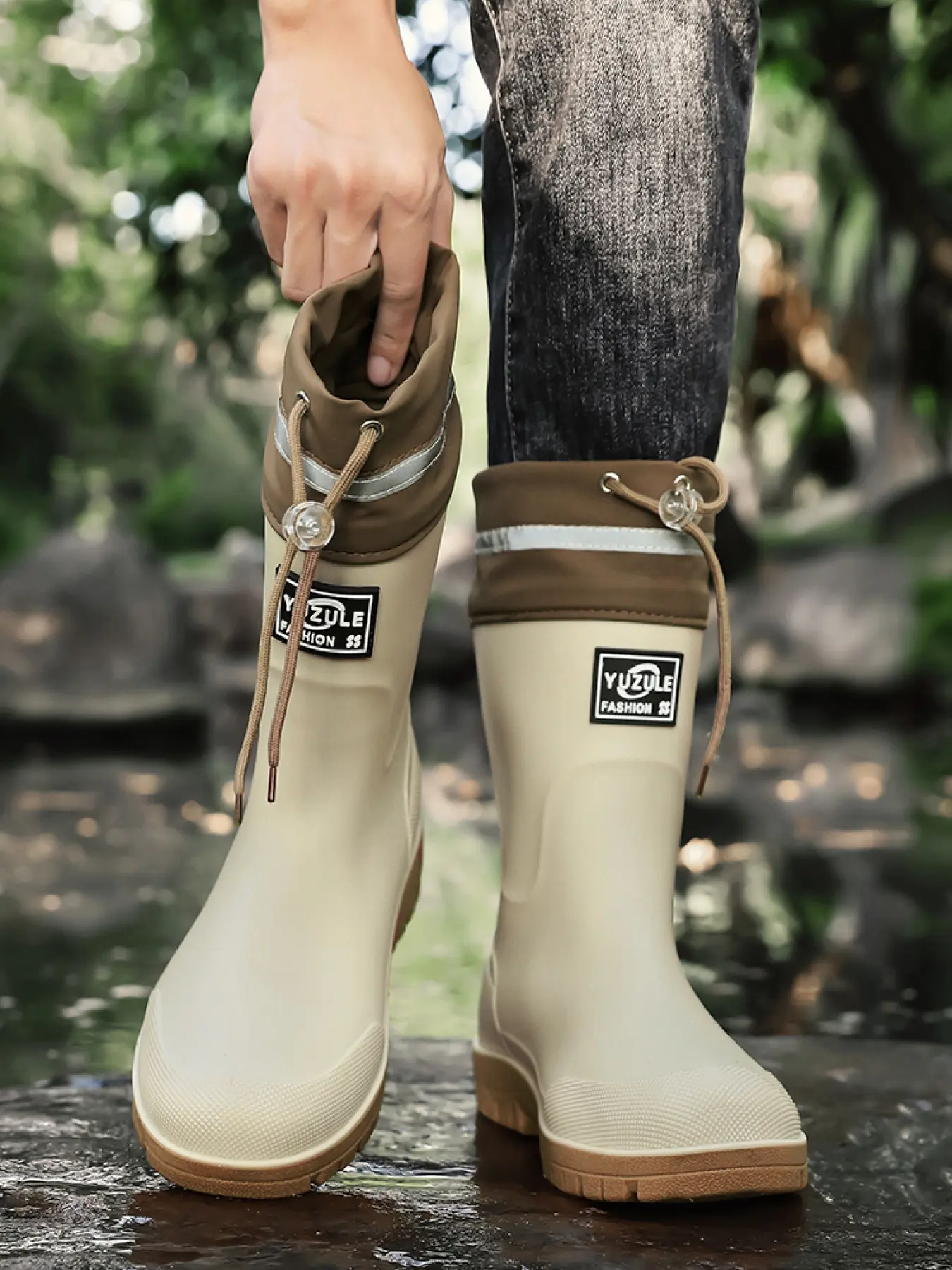 Lightweight Practical Wading Rain Boots, Night Safety Reflective Strip, Slip-proof Stable Sole, Convenient Cuff Daily Rainwear, Footwear, Waterproof Boot, Anti Slip Boots