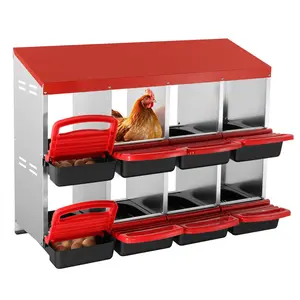 VEVOR Chicken Nest Box, 8-Compartment, 30 to 45 in Stable & Corrosion-Resistant Metal Nesting Boxes with Inclined Nesting Boxes, Bottom Holes & Resting Platform, Fit for Different Chicken Breeds