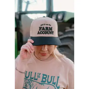 Put It On The Farm Account Trucker Hat in Black/Tan