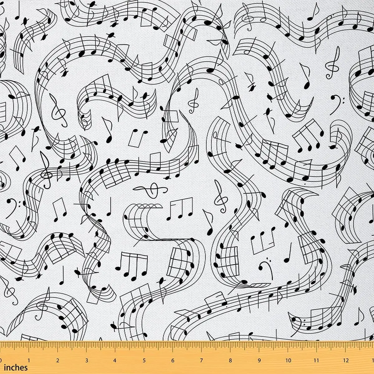 Music Fabric by The Yard,1 Yard,Musical Sheet Pattern Upholstery Fabric for Chairs,Music Theme Notes Melody Rhythm Print Decorative Waterproof Fabric, Home Decoration, Musical Theme
