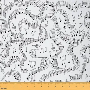 Music Fabric by The Yard,1 Yard,Musical Sheet Pattern Upholstery Fabric for Chairs,Music Theme Notes Melody Rhythm Print Decorative Waterproof Fabric, Home Decoration, Musical Theme