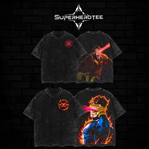 [ superhero tee ] "Cyclops" 2026 Summers The Mutants X-Force MCU Comic Edition Double Printed Oversize Lightweight Acid Washed Tee Hoodie Sweater TV Series Graphic Design Top Cotton Streetwear Comic Superheroes T-Shirt Clothes Menswear