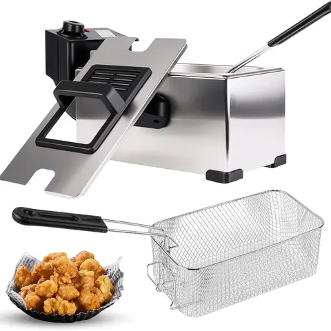 2500W Stainless Steel Countertop Deep Fryer with Basket - 3.2 Qt (3.0L) Kitchen Appliances, Fast Heat, Adjustable Temp, Cool-Touch Handle, Viewing Window, Magnetic Cord, Convenient Cost-Effective for Home Use, Ensures Consistent Results