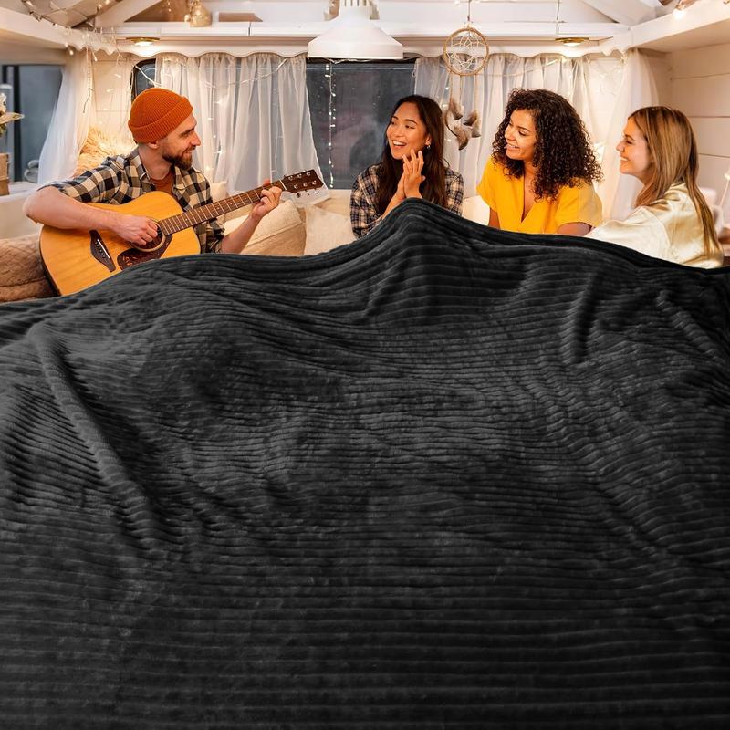 Oversized King Size Blanket 120x120 Inches, 300GSM Microfiber Jaquard Flannel Blanket, Soft Cozy Home Decor for Couch Sofa Bed, Machine Washable, Warm & Soft for All Seasons