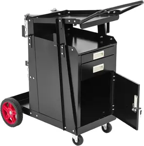 Heavy-Duty Welding Cart with Drawers & Cabinet – 220 lb Capacity, Rolling Steel Organizer for MIG/TIG Welders & Plasma Cutters, Safety Chains, Gas Tank Holder, with Drawers and Door