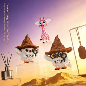 Multicolor Magic Owl Giraffe 3D Puzzle Blocks Decoration, Bookshelf Home Office Cabinet Decor, Party Living Room TV Stand Display
