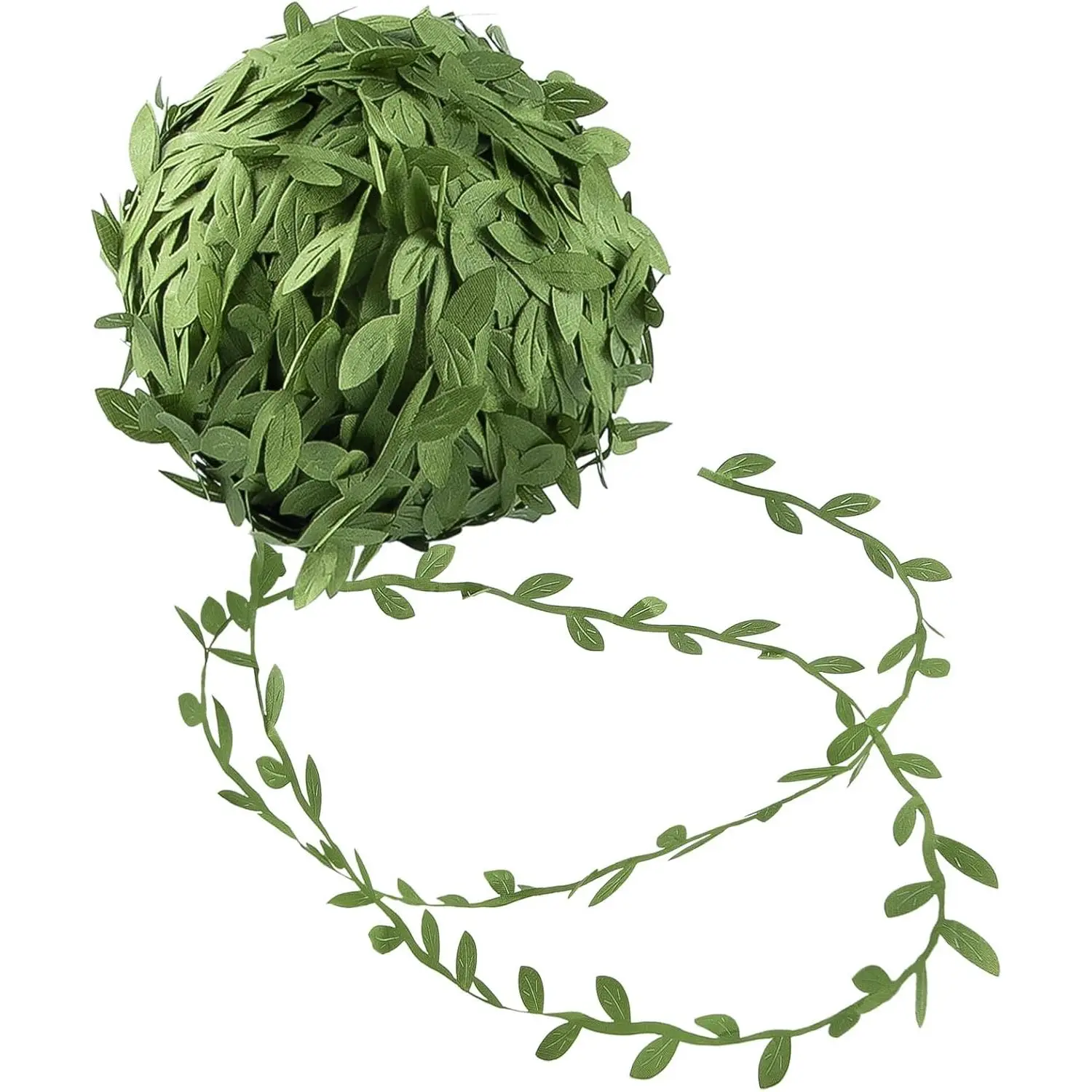 262.5 Ft Leaf Ribbon,Olive Green Leaves Leaf Trim Ribbon,Artificial Vines  Jungle Decorative Botanical Greenery for  Shower Home Wall Garden Wedding Party Wreaths DIY Craft(Green)