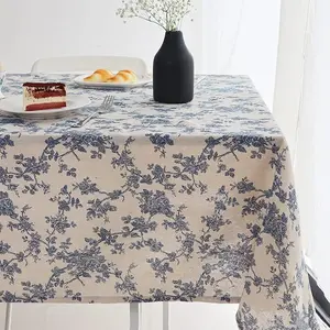 Vintage Rectangular Tablecloth, Pastoral Floral Design, Rustic Style, Washable, Ideal for Indoor/outdoor, Farmhouse Decor, Picnic, Tabletop Decoration