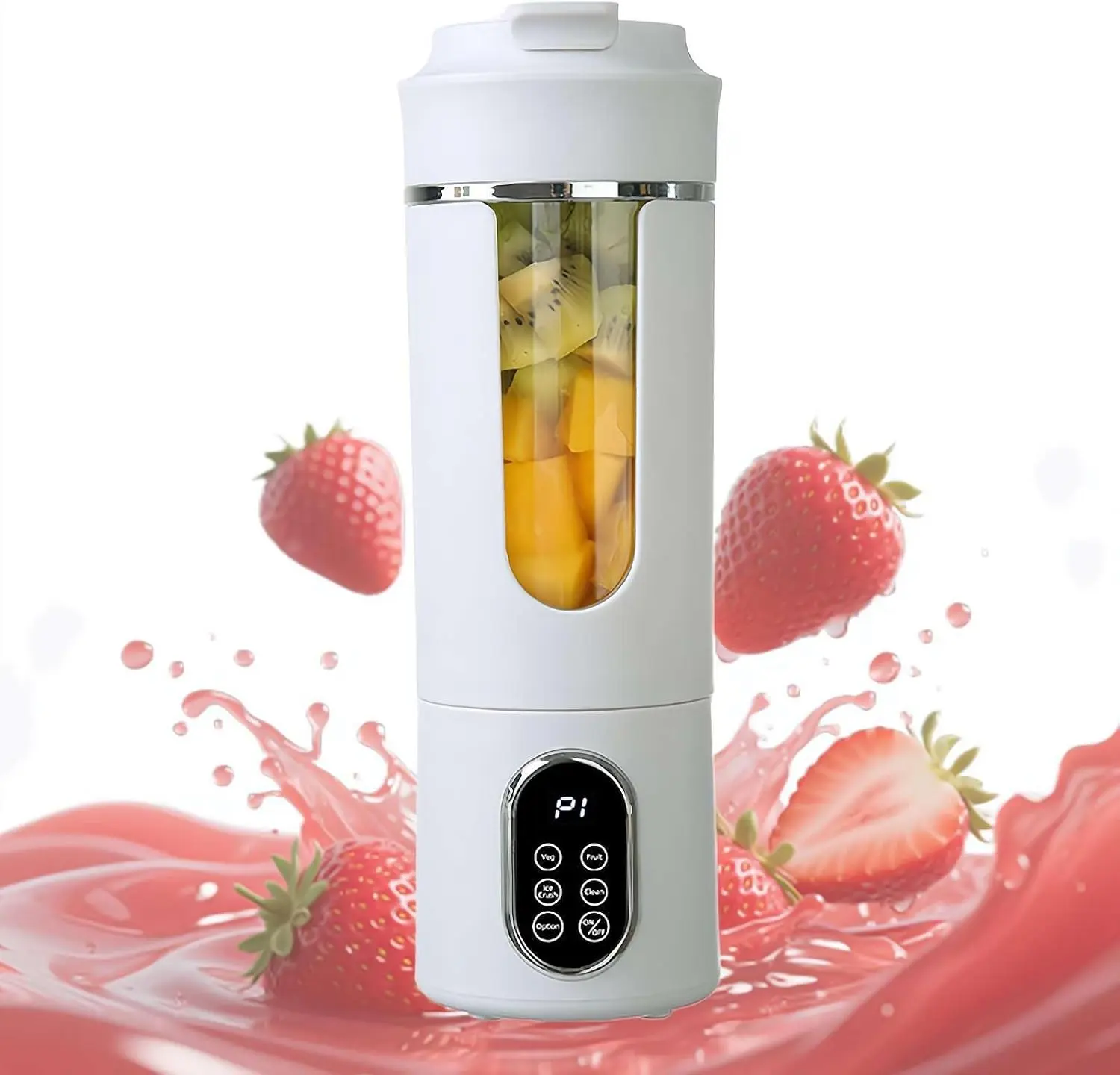 Portable Cordless Blender for Shakes & Smoothies - 530ML Miniature Personal Maker, USB Fast-Charging Electric Juice Cup, 4-Gear 22000 RPM Machine, Self-Cleaning, BPA-Free Polypropylene Food-Grade Materials, White