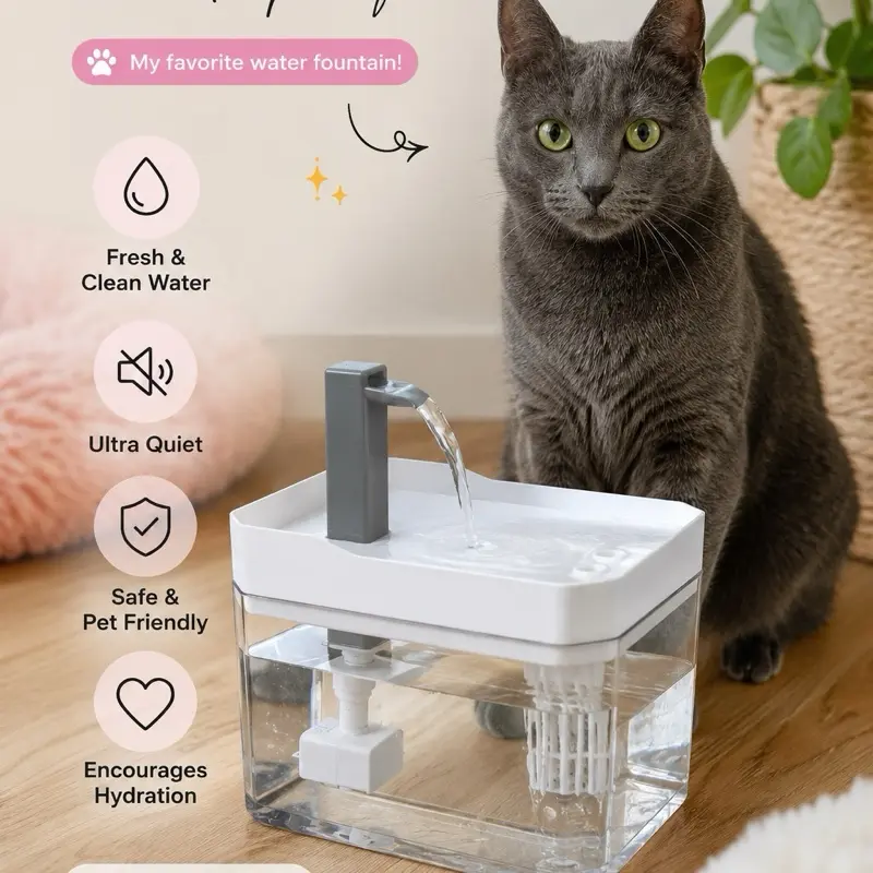 Cat Water Fountain, Pet Water dispenser, Quiet and easy refilling