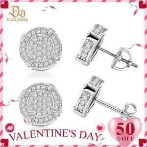 Delzzad 18K Gold-Plated Circle Shape Stud Earrings VVS Synthetic Moissanite Stud Earrings Jewelry S925 Stud Perfect Birthday Mother’s Day Christmas Gift for Men Women Silver Earrings Golden Earrings Wedding Set