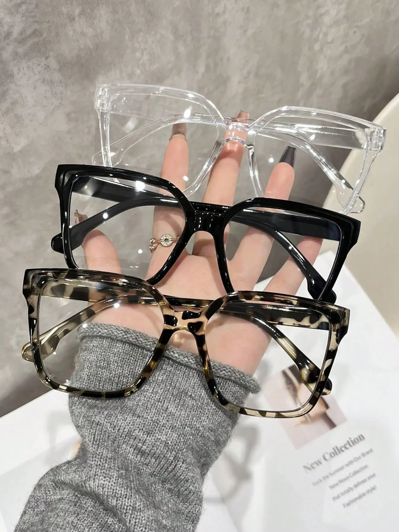 3 Pcs Square Frame Glasses, Square Glasses Set, Blue Light Blocking, Anti Blue Glasses, Computer Glasses, Casual Style, Trendy Frames, Acrylic Frame, PC Lenses, Unisex, Daily Use, All Seasons, Square Frames Eyeglasses