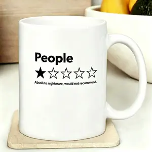 Unisex-Adults Reusable Coffee Cups Funny Review People One Star: Absolute Would , Suitable for Mens & Womens Ceramic Mug