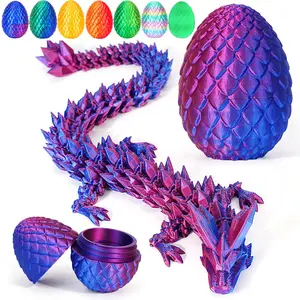 3D Printed Dragon Statue with Dragon Egg Ornament, 1 Count Colorful Gradient Design, Creative Desktop Decoration for Home Office, Purple Abstract Figure Sculpture