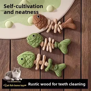 Crunchy Fish Bone Cat Chew Stick, Durable Self Entertainment Toy for Boredom Relief and Playful Fun