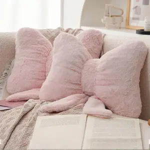 Cute Bow Pillow, Soft Decorative Cushion, Soft Furry Cushion for Bed Sofa Bedroom, Car Decoration, Perfect Home Gift, Birthday Present, Wedding Gift