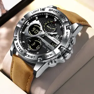 ONTHEEDGE  Watches for men - Dual calendar Display,Genuine Leather Strap, Multifunctional Chronograph, 50M Waterproof, Strong Luminous, business Steel Heart Series Student Fashion Wristwatch anniversary gift -reloj hermoso, luxury elegant men