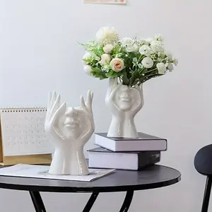 Face Vase, White Flower Vase Head Vase Vases For Home Decor Figurines Bud Vase Boho Vase Modern Sculpture Art Decorations For Bedroom Centerpiece Table Wedding Living Room