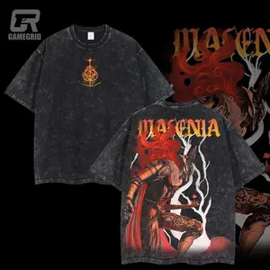 Malenia Blade of Miquella Washed T-Shirt – Elden Ring Retro Collection Tee, Lightweight Acid Wash Gamer Shirt, Vintage Gift , men gifts graphic  tee
