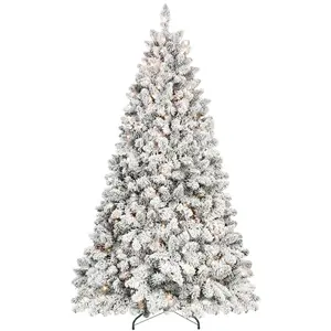 Pre-Lit Snow Flocked Artificial Christmas Tree w/ Natural Pine Cones