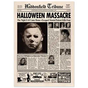 Halloween Haddonfield Tribune Newspaper Poster