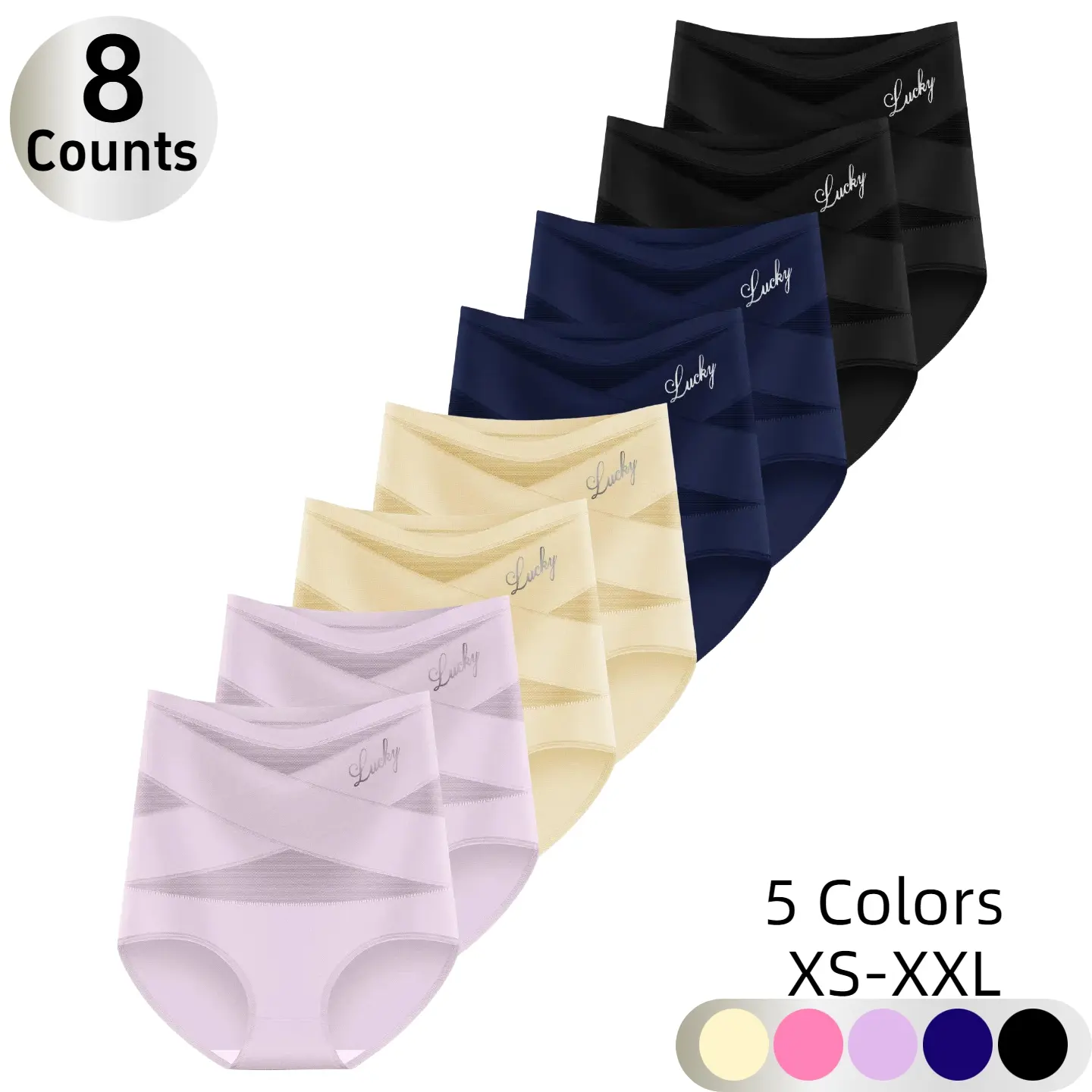8 Pcs 2 Black 2 Blue 2 Beige 2 Purple