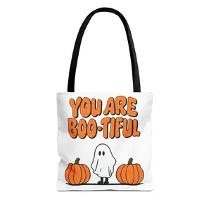 Halloween Tote Bag - You Are Boo-tiful, Spooky Shopping Bag, Fall Festive Gift, Trick or Treat Bag, Seasonal Carryall, Ghost Pumpkin Design