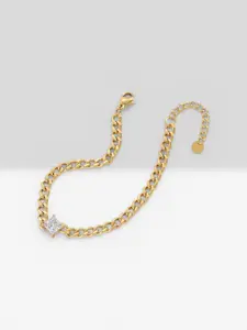 Chain Bracelet with Zircon Gold Plated