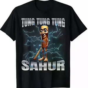 Unisex Graphic Tee Featuring Tung Tung Tung Sahur Theme for Women summerwins