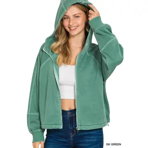 Pigment Dyed Zip Up Hoodie