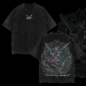 tiktok shop Rayquaza Vintage Unisex Oversize Anime Manga Acid Washed Heavyweight Cotton T-shirt, graphic tee,anime lover , outfits men Clothes Menswear loungewear t shirt crazy men Vintage Washed Short Sleeve T-shirt